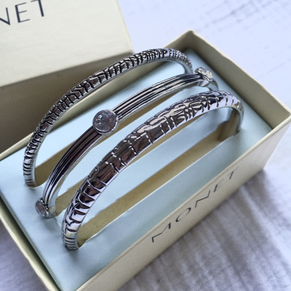 Set of 3 Monet silver bangles